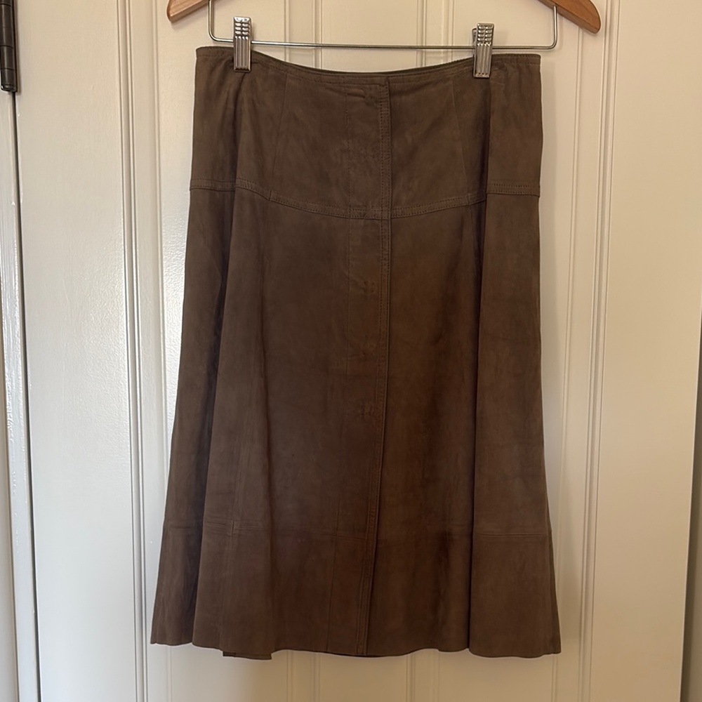 Joie Brown A-Line Knee-Length Suede Skirt for Work